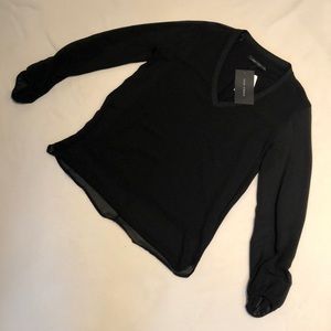 NWT ZARA V-Neck black Chiffon blouse
